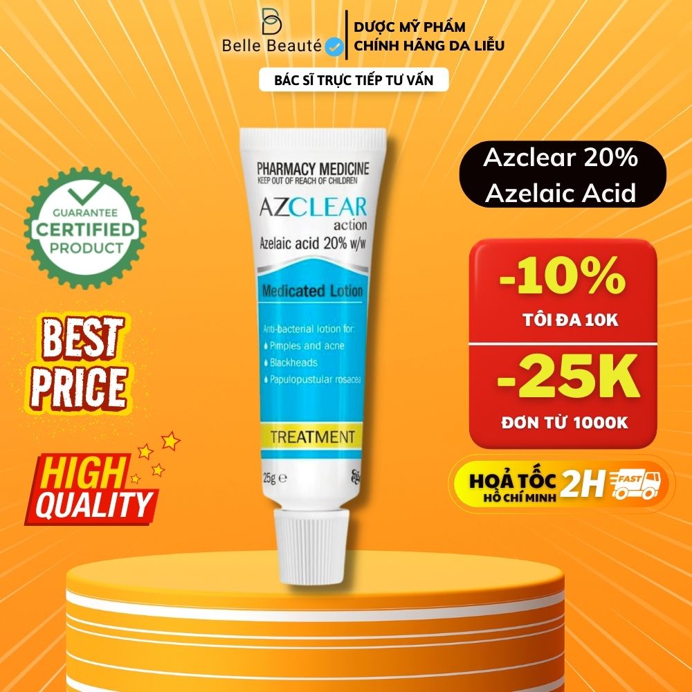 Kem giảm thâm và ngăn ngừa mụn Azclear 25g chứa 20% Azelaic Acid phù hợp cả da nhạy cảm