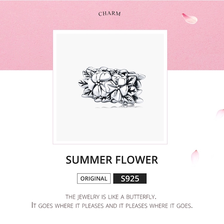 Hạt charm hình hoa lá Bamoer dùng trang trí đồ trang sức chuyên dụng