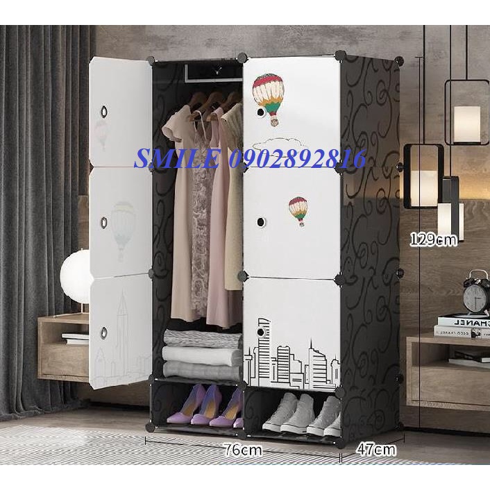 [NỘI THẤT] Tủ Nhựa Lắp Ghép 6 ô Lớn và 2 ô Nhỏ Để Quần Áo Và Đồ Cá Nhân (Chọn hình theo phân loại)