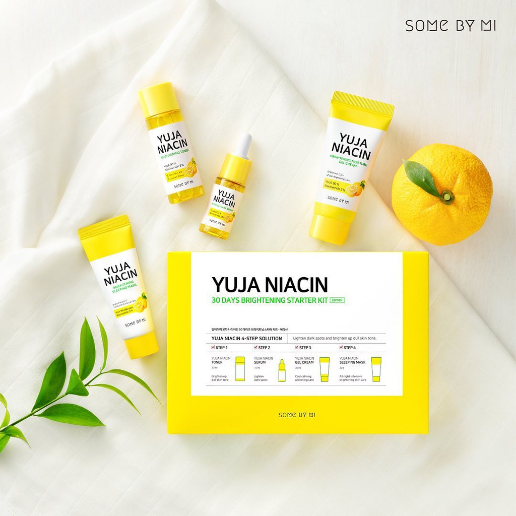 Bộ kit 4 món dưỡng trắng da, mờ thâm nám Chiết Xuất Quả Thanh Yên Some By Mi Yuja Niacin 30 Days Brightening Starter Kit