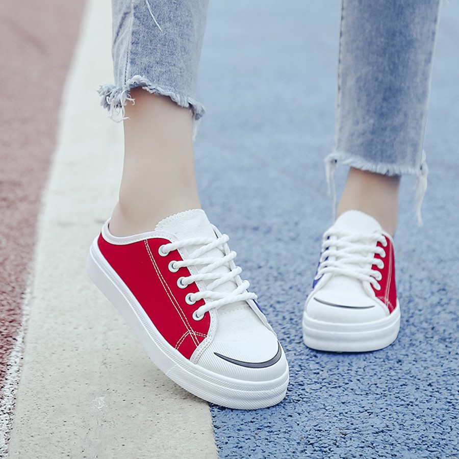 Giày sục nữ lười thể thao vải phối màu | BigBuy360 - bigbuy360.vn