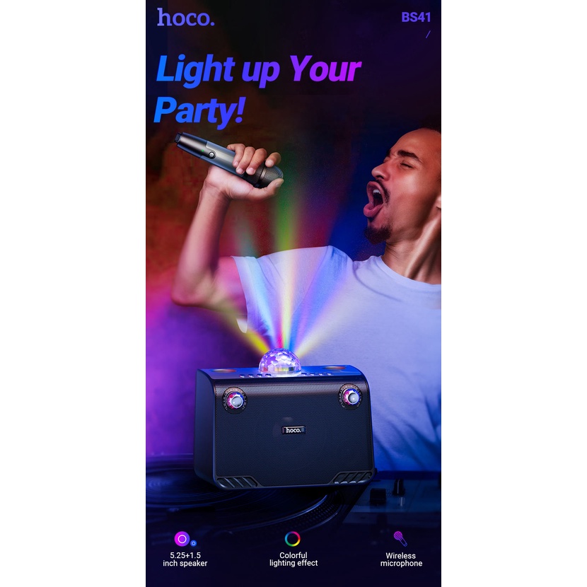 Loa Karaoke Hoco BS41 wireless speaker hoco V5.0, với pin 4800mAh, hỗ trợ chế độ phát BT, TF, USB, AUX