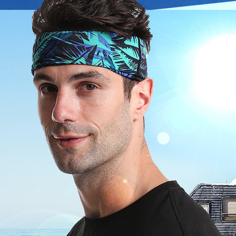 Khăn Choàng Cổ Bandana Vải Lụa Lạnh In Họa Tiết Lá 3D Chống Tia UV Cho Nam Và Nữ