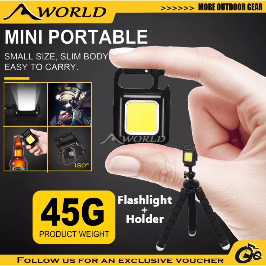 Đèn LED COB Mini Có Móc Khóa Đa Năng Sạc Cổng USB Tiện Dụng Móc Khóa Đèn LED COB Mini Sạc USB Tiện Dụng