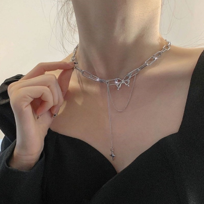 Vòng cổ Hai Lớp Phối Tua Rua Hình Bướm Phong Cách Sang Trọng Thời Trang Mùa Hè Hàng Mới Dành Cho Bạn Nữ