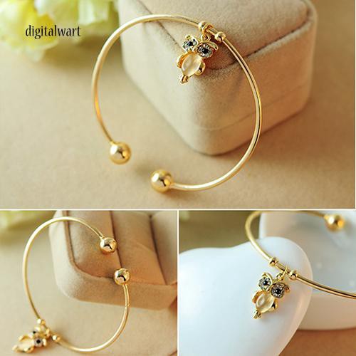 Vòng tay mạ vàng thiết kế dạng hở hình chim cú đính đá quý nhân tạo sang trọng cá tính dành cho nữ | BigBuy360 - bigbuy360.vn