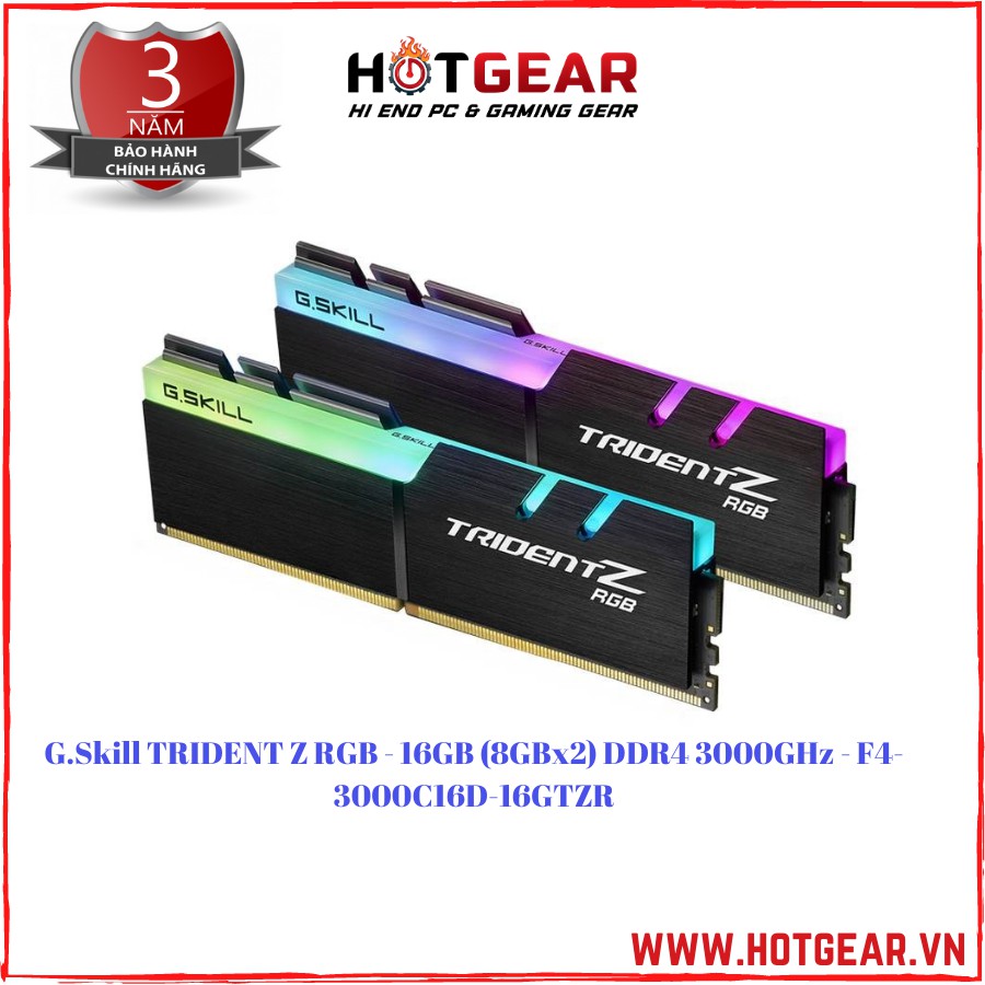 Ram máy tính để bàn G.Skill Trident Z RGB - 16GB (8GBx2) DDR4 3000Ghz - F4-3000C16D-16Gtzr | BigBuy360 - bigbuy360.vn