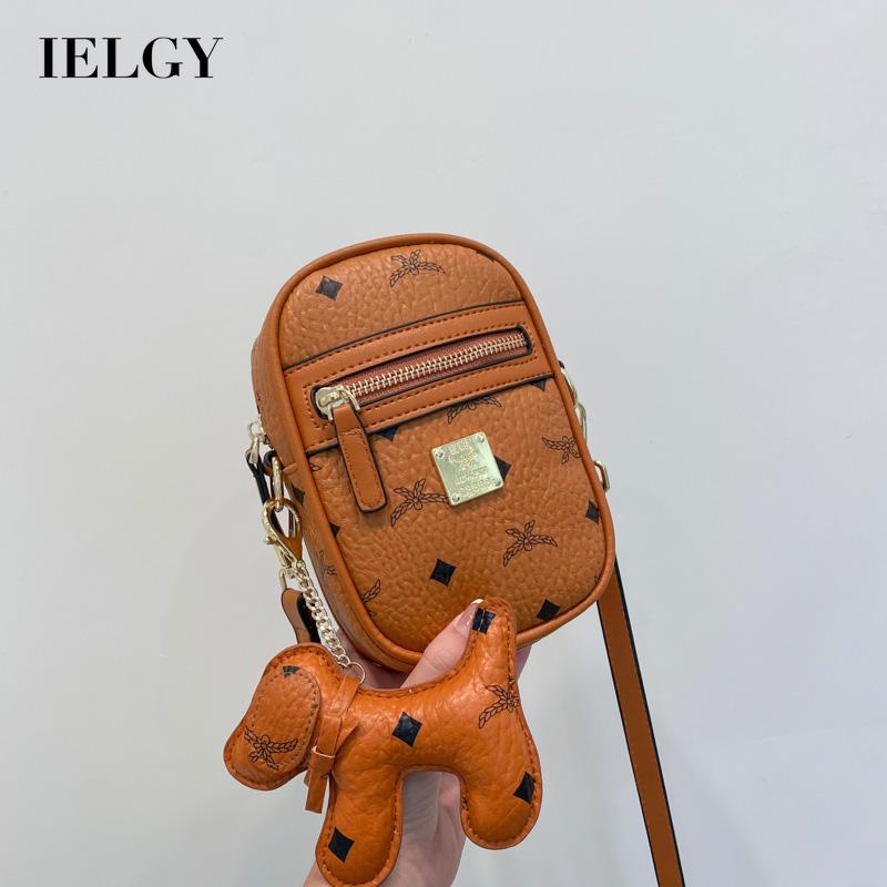 Túi IELGY đeo chéo dáng vuông nhỏ in họa tiết thời trang Hàn Quốc