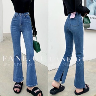 Quần jean nữ ống loe xẻ fanegu, quần bò nữ ống loe xẻ mã 5069