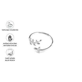 Nhẫn Tay Bạc Blue Peach 3 Lá Vòng NT2061