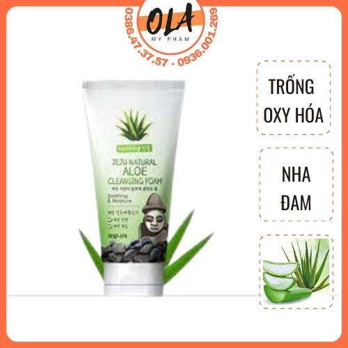 Sữa rửa mặt nha đam dưỡng ẩm chống ôxi hóa Welcos natural jeju green tea 120g - mỹ phẩm ola - mỹ phẩm ola