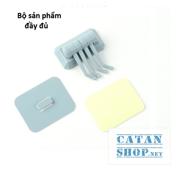 COMBO 2 MÓC DÁN TƯỜNG Treo Đồ 4 Chấu XOAY 180 ĐỘ TREO CHÌA KHÓA Vật Dụng Cá Nhân