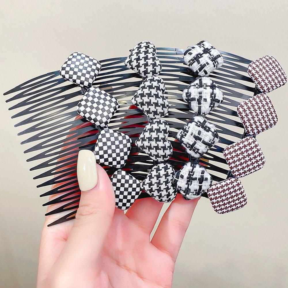 IVORY Lược Cài Tóc Hình Tròn / Trái Tim Kẻ Sọc Vintage Cho Nữ