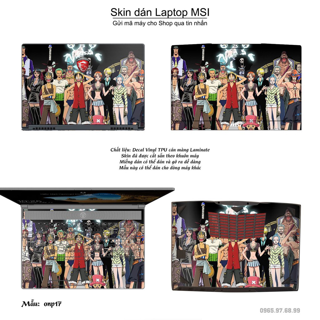 Skin dán Laptop MSI in hình One Piece _nhiều mẫu 20 (inbox mã máy cho Shop)