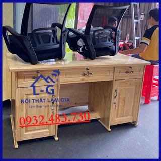 [Mã LIFEBKA5 giảm 10% tối đa 1 Triệu đơn 500k] Bàn làm việc gỗ tự nhiên ngang 1m4X75X65 giao hàng miễn ship HCM