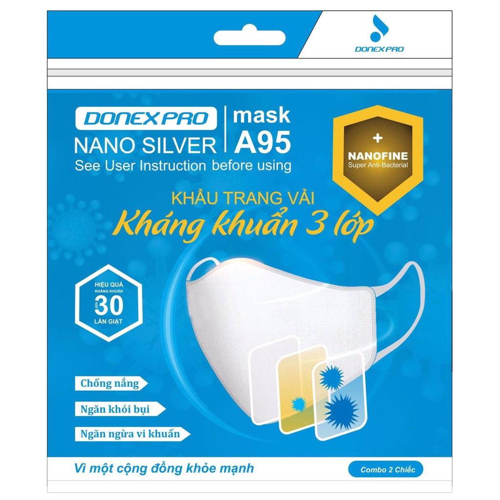 Khẩu trang vải 3 lớp NANO SILVER A95 | BigBuy360 - bigbuy360.vn