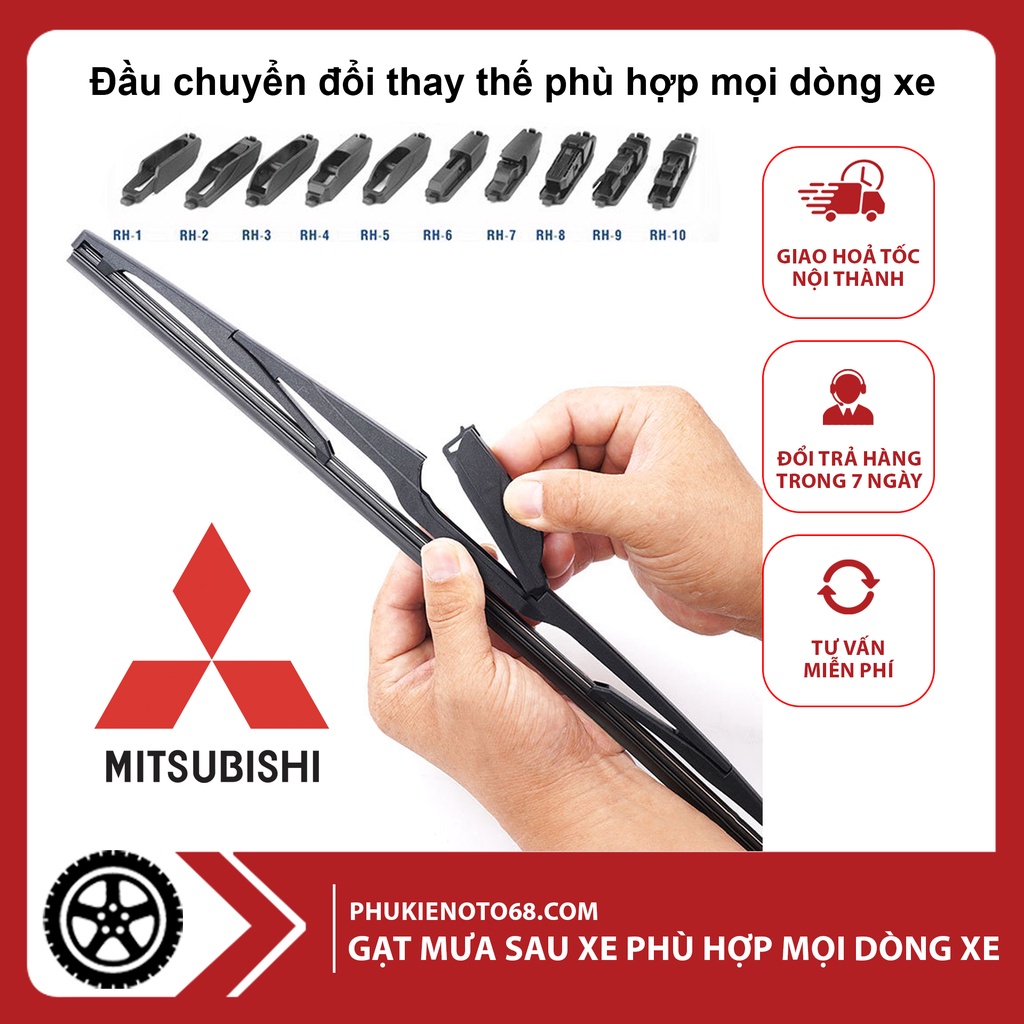 Gạt mưa sau xe oto, gạt mưa sau xe hơi dòng Mitsubish Grandis, Xpander, Mirage, Pajero, Outlander, Asx...