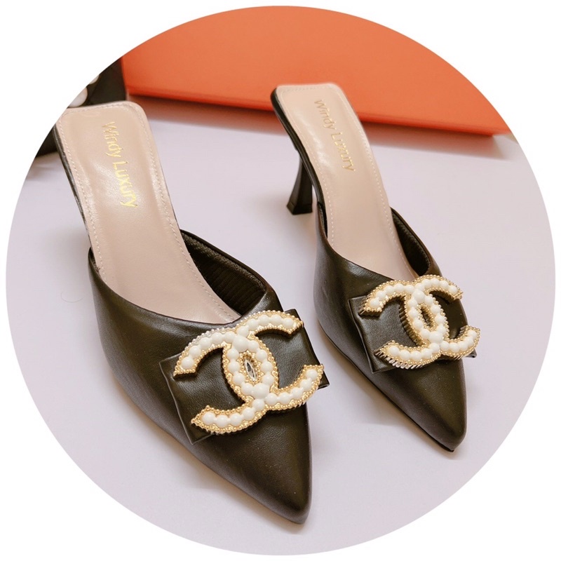 Bán Sỉ- Siêu Rẻ-Dép nữ, sục cao gót mũi nhọn da lì tag X ngọc gót nhọn 6cm