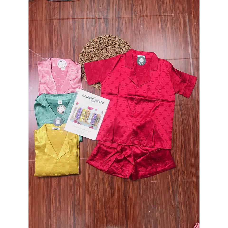 Đồ bộ pijama đùi lụa gấm nữ [ Hình Thật + VIDEO thật ]