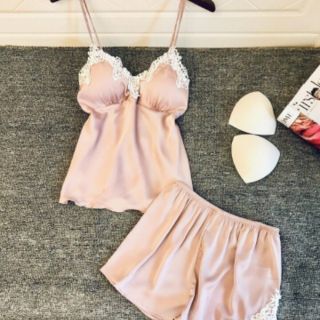 ĐỒ NGỦ ♥️FREESHIP♥️ ĐÙI LỤA 2 DÂY PHỐI REN SEXY