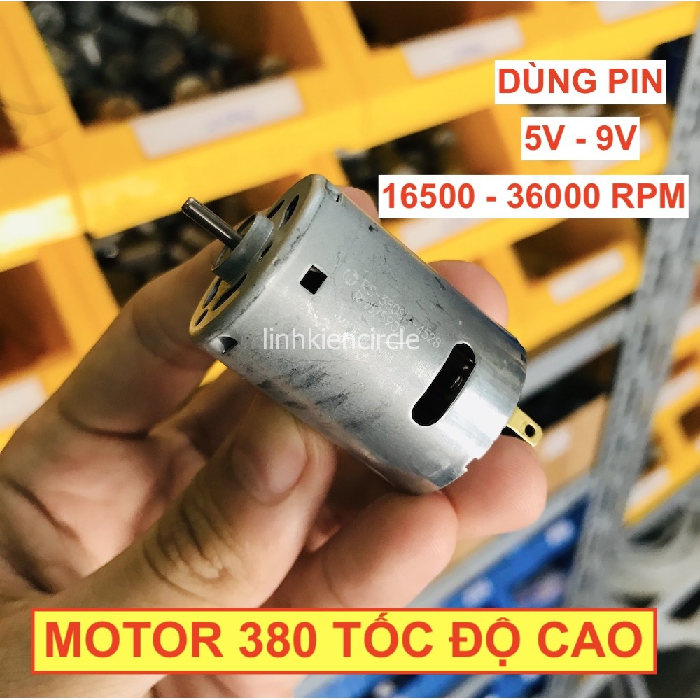 Motor 380 7.4V mã 380-4528 mabuchi dùng Pin 5V - 9V tốc độ cao 16500 - 36000 RPM dùng cho xe mô hình RC - LK0080