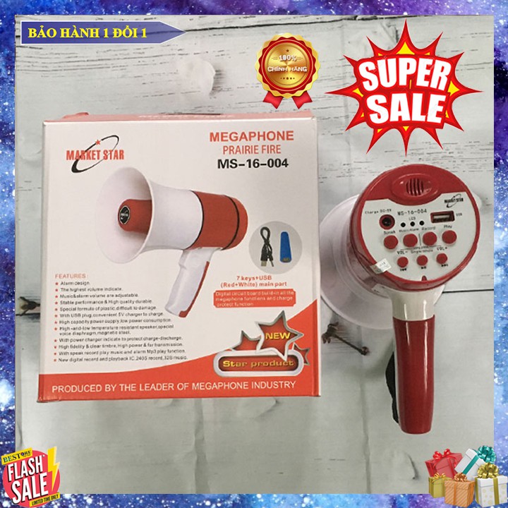 [Mẫu mới không rè] Loa Phóng Thanh Cầm Tay Có Ghi Âm, Phát Lại Có Cổng Usb