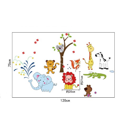 Decal trang trí Voi xanh và các bạn cùng vui chơi ( Kèm Video thật )