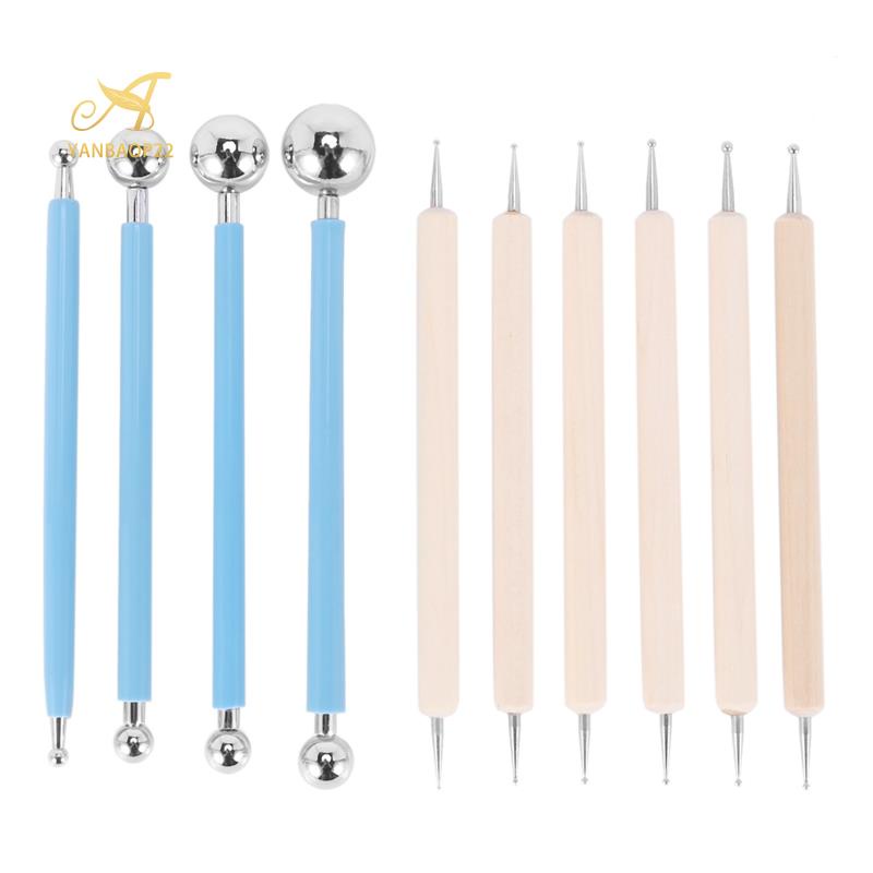 Set 10 bút bi chấm vẽ tranh đá mandala/đồ thủ công đất sét đồ gốm/nghệ thuật dập nổi