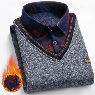 Áo phông nỉ lót lông của cổ sơ mi nam
