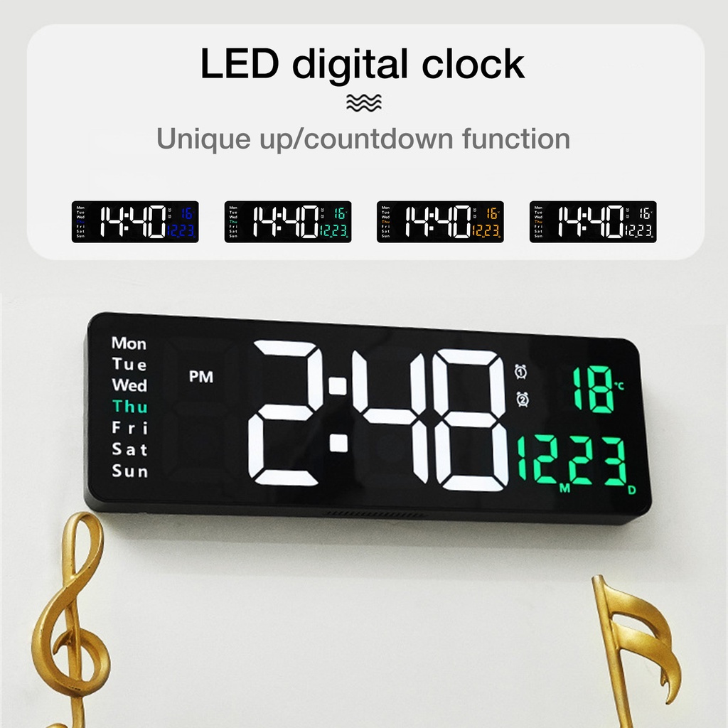 Đồng Hồ LED Điện Tử Treo Tường Kỹ Thuật Số Cỡ Lớn Điều Khiển Từ Xa Hẹn
