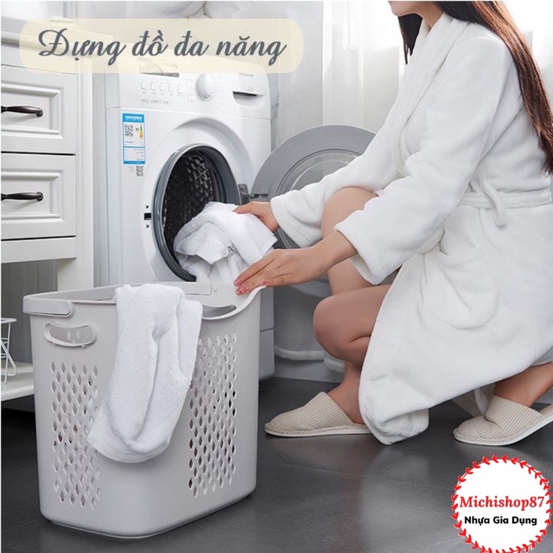 Giỏ đựng đồ đa năng có quai xách nhựa Việt Nhật, Giỏ Caro đựng quần áo, đồ chơi Siêu to