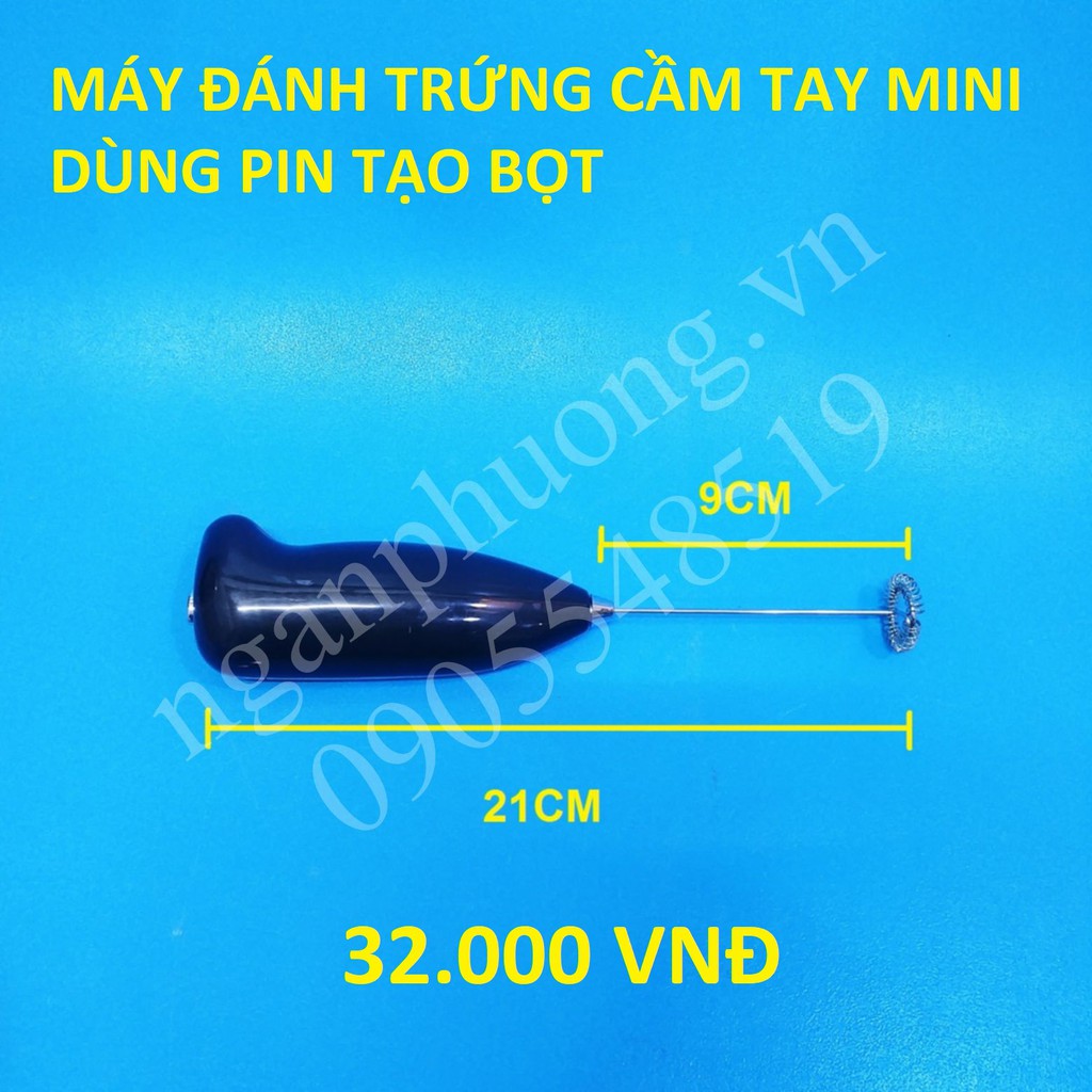 Máy đánh trứng cầm tay mini dùng pin tạo bọt