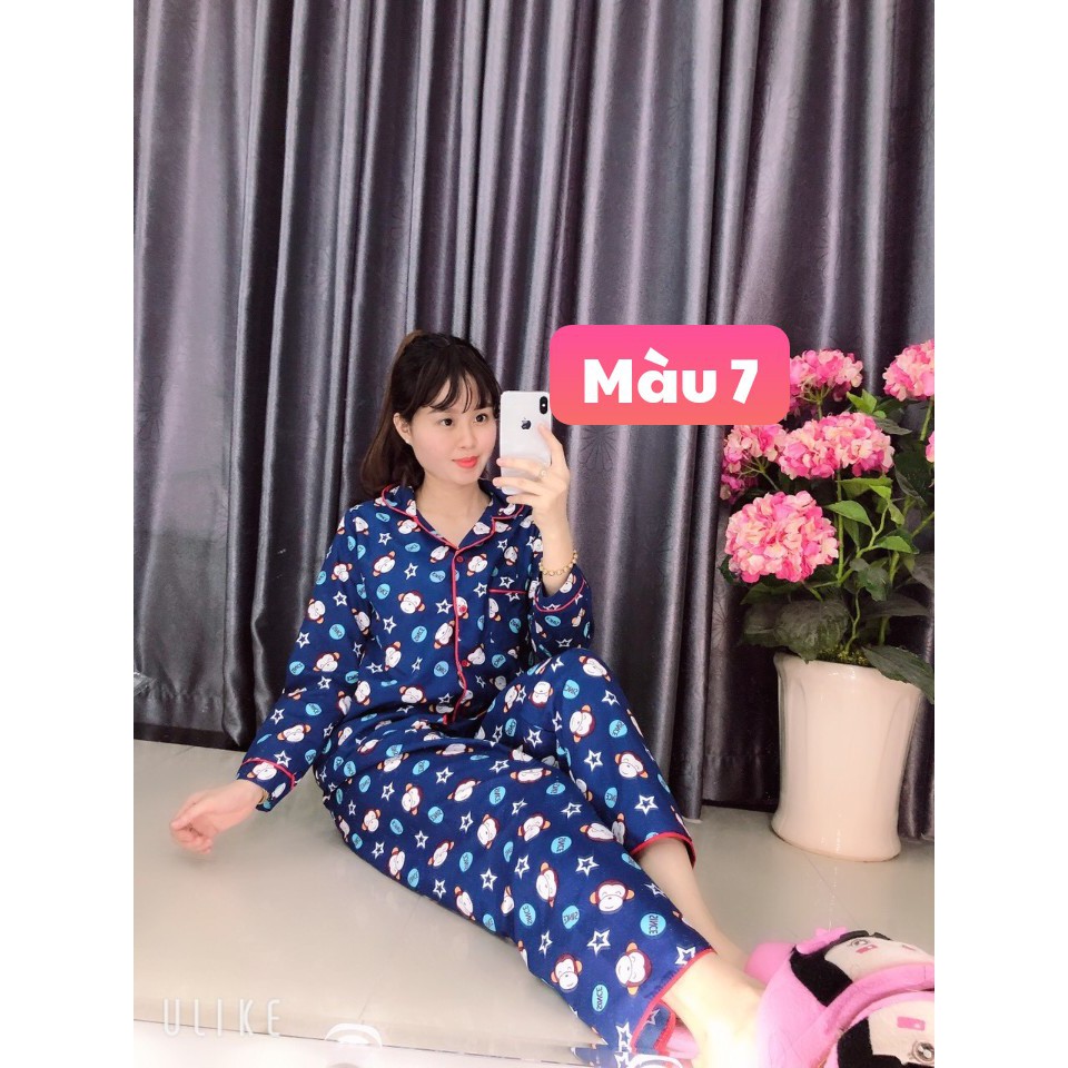 Đồ bộ mặc nhà pizama, pijama kate thái tay dài nhiều hoạ tiết