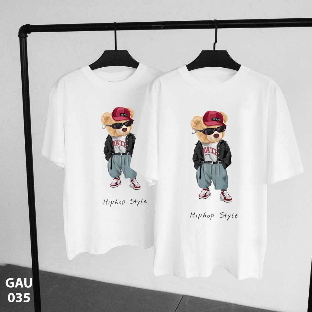 Áo Gấu Hot Trend - Vải Cotton Thoáng Mát, Tay Ngắn, Nam Nữ Đều Mang Được, Size S - 5XL Mã GAU035