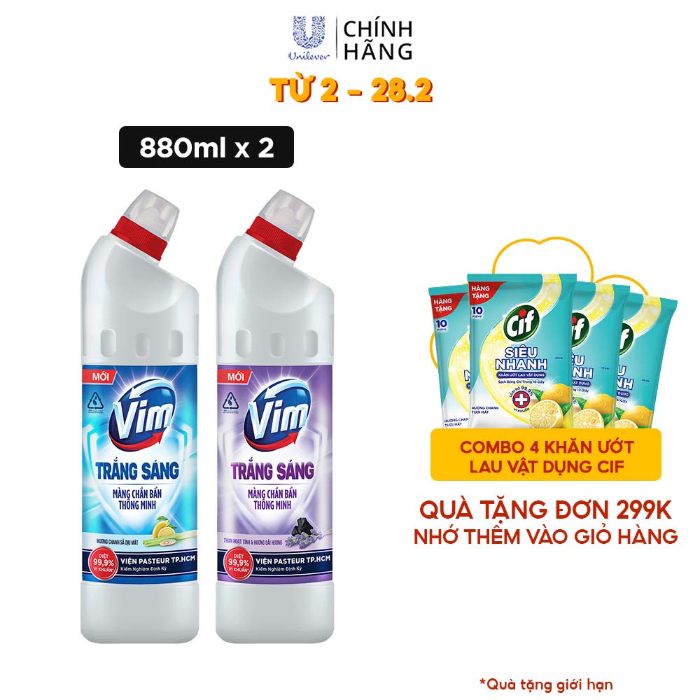 Combo 2 Gel Tẩy Rửa Vim Trắng Sáng 870ml Chai