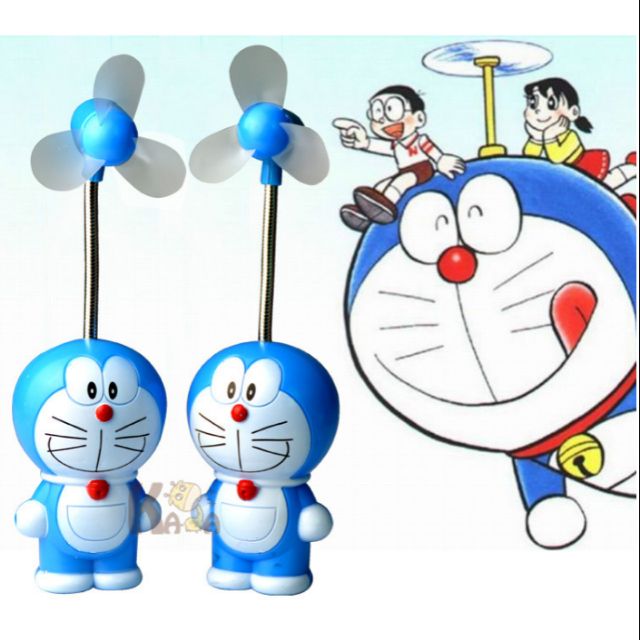 Quạt 3 cánh Usb và quạt dùng pin 2in1 Hình Doraemon dễ thương(tặng kèm 3 pin )