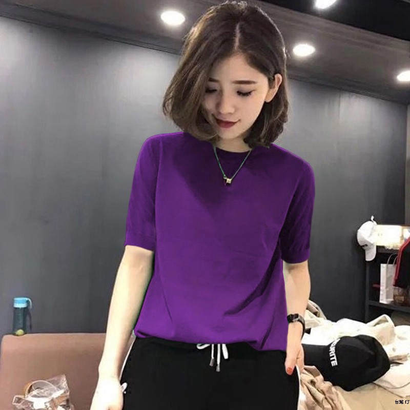 Áo Sweater Dệt Kim Tay Ngắn Chui Đầu Thiết Kế Dễ Thương Cho Nữ