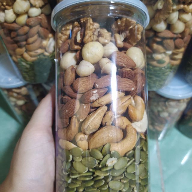 500g Mix 5 loại hạt dinh dưỡng: óc chó, hạnh nhân, maca, điều, bí xanh