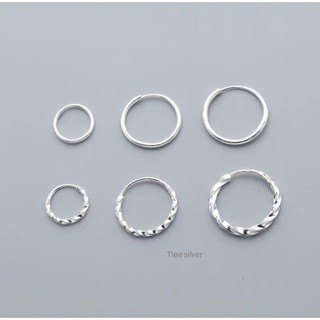 Khuyên tai bạcTLEE tròn trơn đơn giản basic TLEE JEWELRY B0324