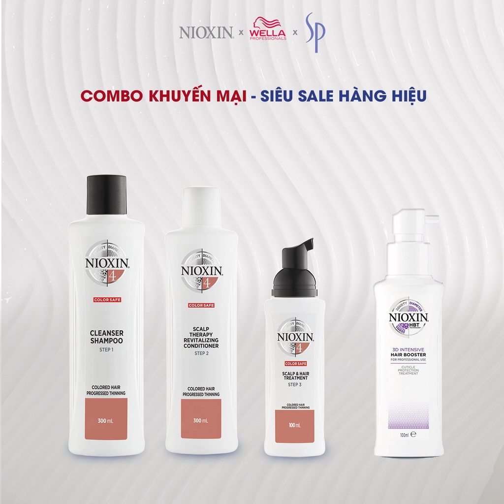 Combo Chăm Sóc Tóc NIOXIN Ngăn Tóc Thưa, Gãy Rụng Nhiều, Phục Hồi Tóc Hư Tổn ( Kit Nioxin + 1 Tinh Chất NIOXIN 3D)