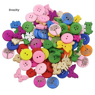 Set 100 nút gỗ nhiều màu trang trí scrapbook