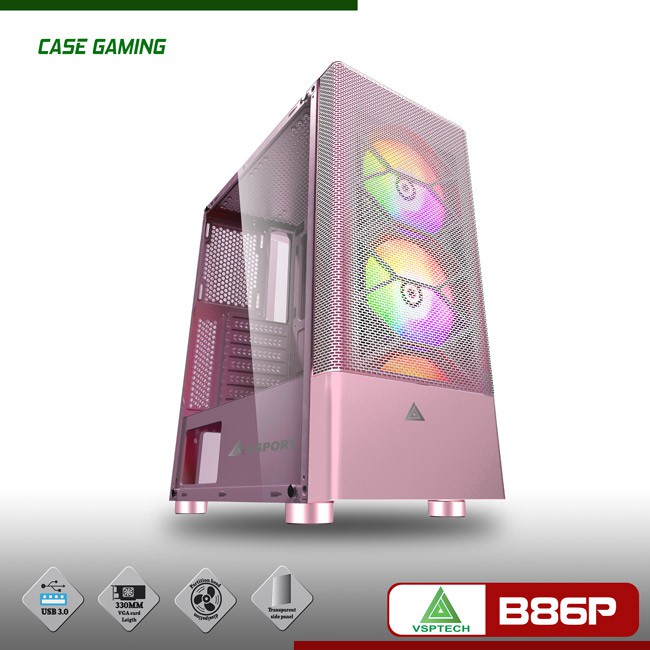 Vỏ Case Gaming VSP B86 Pink (Màu Hồng) - Hàng Chính Hãng