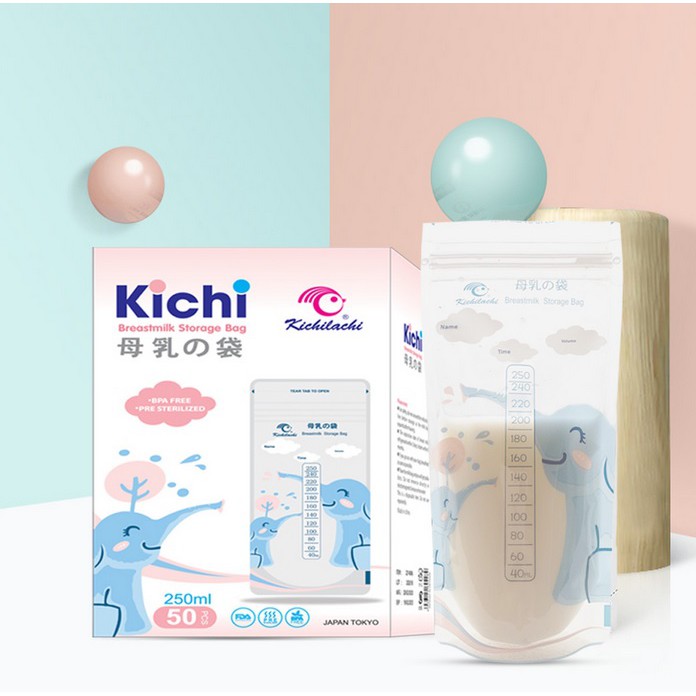 [Tặng 01 bút/ đơn hàng] Hộp túi trữ sữa mẹ Kichilachi 100ml-150ml- 250ml