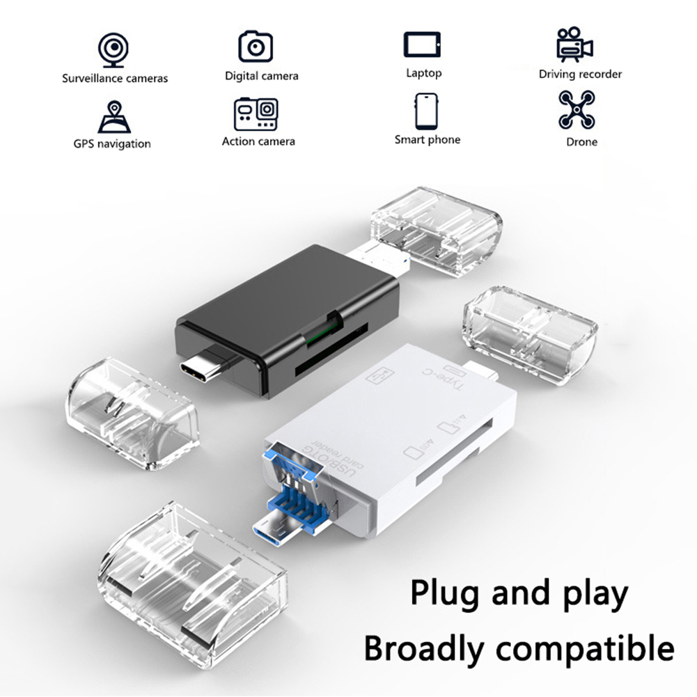 Type-C & Micro USB 6 trong 1 Đầu đọc thẻ OTG Ổ đĩa flash USB2.0 Universal OTG TF / SD Card tốc độ cao