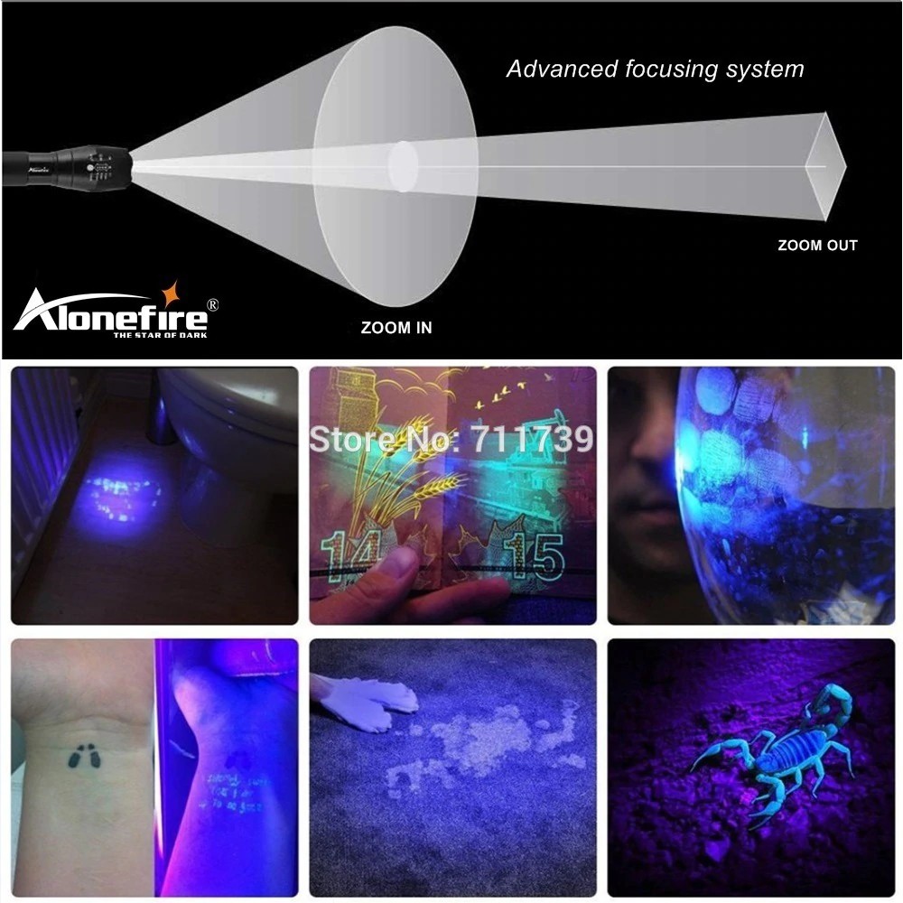 Đèn Pin AloneFire G700 LED UV 395NM Pin 18650 An Toàn Tiện Dụng Mang Theo Du Lịch