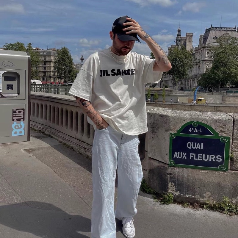 Áo thun JIL SANDER phong cách basic Treminal màu trắng - A030