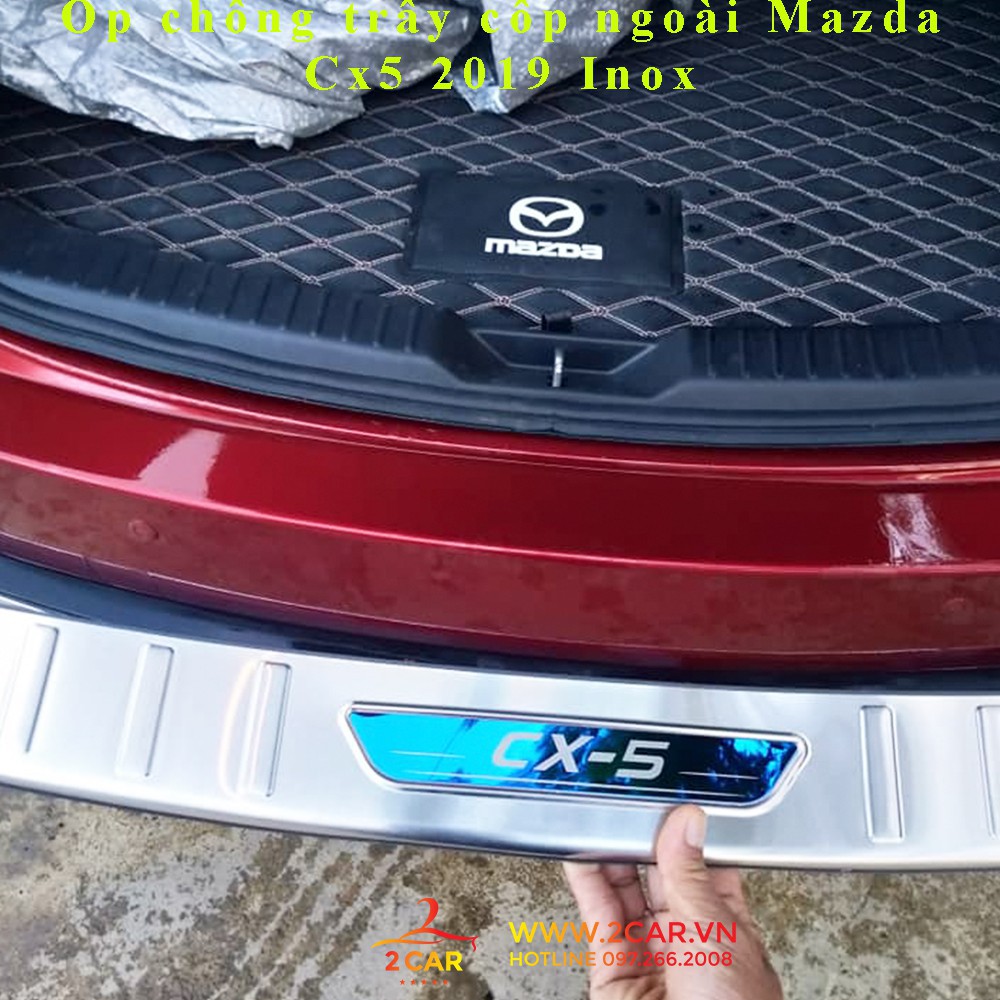 Ốp Chống Trầy Cốp Ngoài Xe Mazda Cx5 2018-2020, chất liệu Inox
