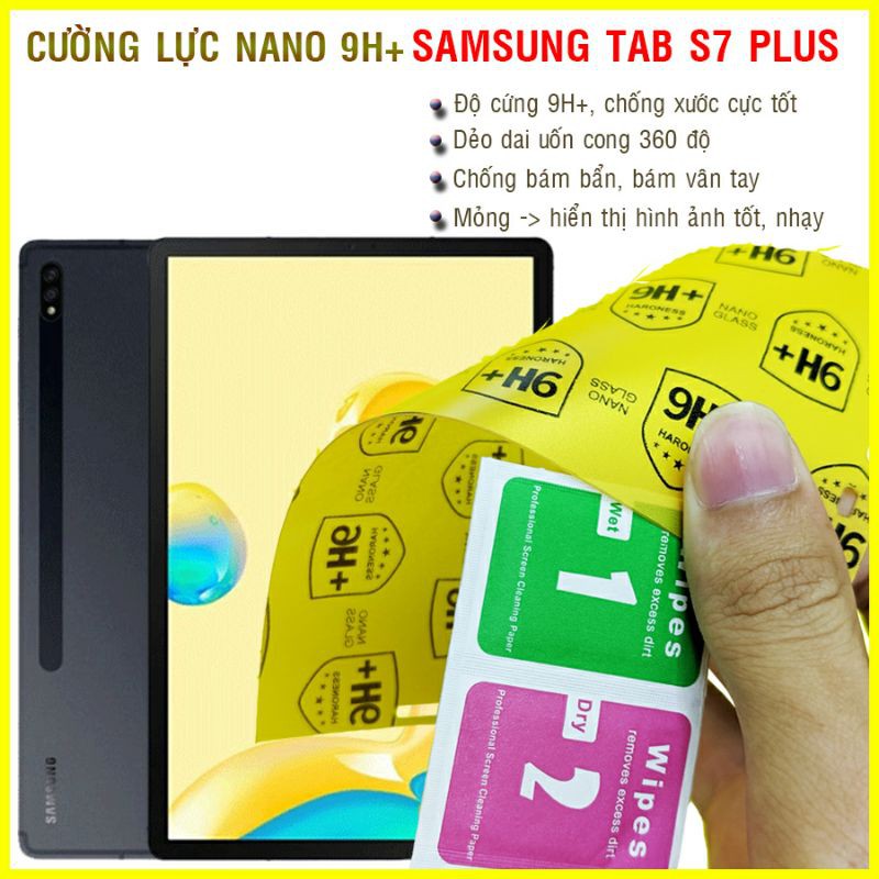 [Mã ELFLASH5 giảm 20K đơn 50K] Dán cường lực dẻo nano Samsung Tab S7 Plus