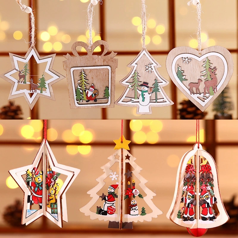 Creative Christmas Pendant Hanging Gifts Christmas Tree Ornaments Wooden Decorations