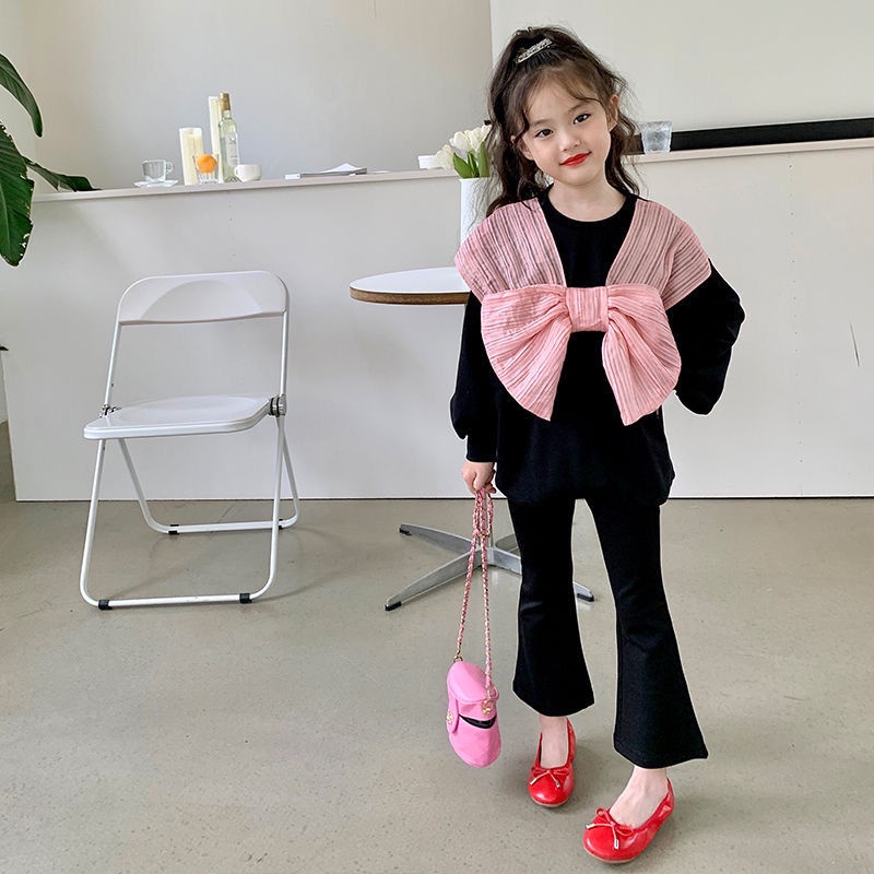Set Áo Thun Dài Tay + Quần Dài Thời Trang Cho Bé Gái